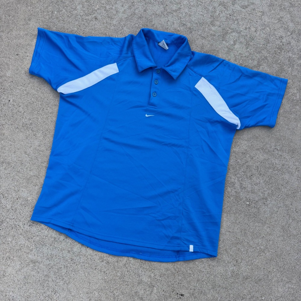 Nike | Sphere Dry Polo Vintage Y2K Blue Mens Large Center Swoosh Golf